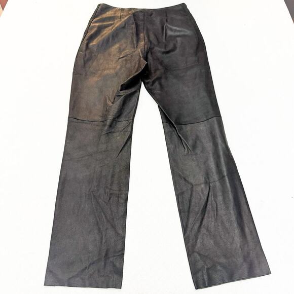 Yansi Fugel Black Genuine 100% Leather Straight Leg Pants Size 8 - Picture 3 of 8